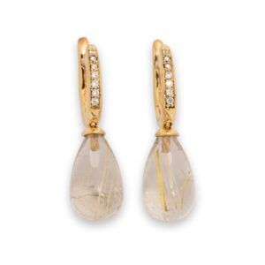 Vergoldete Halbcreolen mit Bergkristall